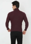 Erkek Kaşkorse Boğazlı Full Likralı Fitilli Body Kazak - Bordo