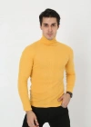 Erkek Kaşkorse Boğazlı Full Likralı Fitilli Body Kazak - Sarı