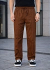 Erkek Keten Cepli Çıma Dikişli jogger Buggy Pantalon Rahat kalıp - Kahverengi