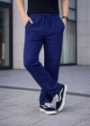 Erkek Keten Cepli Çıma Dikişli jogger Buggy Pantalon Rahat kalıp - Lacivert