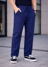 Erkek Keten Cepli Çıma Dikişli jogger Buggy Pantalon Rahat kalıp - Lacivert