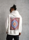 Erkek Kilim Desen Kapüşonlu Sweat- Beyaz