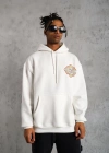 Erkek Kilim Desen Kapüşonlu Sweat- Beyaz