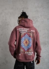 Erkek Kilim Desen Kapüşonlu Sweat - Gül Kurusu