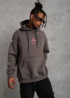 Erkek Maske Baskılı Kapüşonlu Sweat - Gri