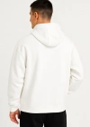 Erkek Ovarsize Kapüşonlu Swetshirt Kanguru Çepli Cıtcıtlı 3 iplik Şardonlu Hoodie - Beyaz