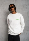 Erkek Oversize Sweatshirt – Beyaz Renk | Ön ve Sırt Baskılı, Üç İplik İçi Pamuklu Kumaş, Rahat Kalıp, Ribanalı Kışlık Sweat | Winagain Polizei Serisi - Beyaz