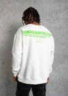 Erkek Oversize Sweatshirt – Beyaz Renk | Ön ve Sırt Baskılı, Üç İplik İçi Pamuklu Kumaş, Rahat Kalıp, Ribanalı Kışlık Sweat | Winagain Polizei Serisi - Beyaz