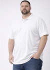 Erkek Pike Kumaş Düğmeli Yaka Battal Büyük Beden Günlük Kısa kol Tişört T-shirt - Beyaz