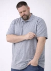 Erkek Pike Kumaş Düğmeli Yaka Battal Büyük Beden Günlük Kısa kol Tişört T-shirt - Gri