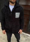 Erkek Polar Fermuarlı Sweatshirt – Kapüşonsuz, Cepli, Yumuşak Dokulu, Oversize Rahat Kalıp, Kışlık Sıcak Tutan Fermuarlı Üst - Siyah