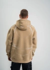 Erkek Şimşek Baskılı Kapşonlu Sweatshirt Üç İplik Pamuklu Kanguru Cepli Double Oversize Hoodie - Füme