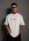Erkek Sırt Baskılı Oversize T-Shirt - Beyaz