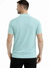 Erkek Triko Kumaş Yakalı Düğmesiz Açık Yaka Fitilli Kısa Kollu Regular Fit Tişört T-shirt - Mint yeşili