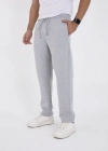 Erkek Üç İplik Basic Eşofman Boru Paça İpli Pantolon - Gri