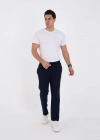 Erkek Üç İplik Basic Eşofman Boru Paça İpli Pantolon - Lacivert