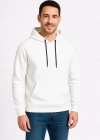 Erkek Üç İplik Kapüşonlu Kanguru Cepli SweatShirt hoodie - Beyaz