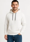 Erkek Üç İplik Kapüşonlu Kanguru Cepli SweatShirt hoodie - Beyaz