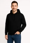 Erkek Üç İplik Kapüşonlu Kanguru Cepli SweatShirt hoodie - Siyah