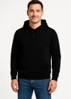 Erkek Üç İplik Kapüşonlu Kanguru Cepli SweatShirt hoodie - Siyah