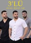 Erkek Waffle Dokuma Açık Yakalı Düğmeli Regular Kalıp 3’lü Gömlek Seti - Siyah, Beyaz, Gri
