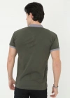 Erkek Yakalı Slim Fit Baskılı T-Shirt - Haki