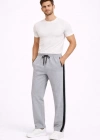 Erkek Yandan Şeritli Boru Paça Eşofman Altı 3 iplik Pamuklu Eşofman - Gri
