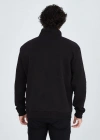 Erkek Yarım Fermuarlı Baskılı Sweat - Siyah