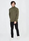 Erkek Yarım Fermuarlı Baskılı Sweat - Yeşil