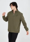 Erkek Yarım Fermuarlı Baskılı Sweat - Yeşil