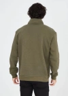 Erkek Yarım Fermuarlı Baskılı Sweat - Yeşil