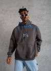 Erkek Yıldırım Baskılı Kapşonlu Sweatshirt - Gri
