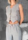Essential yelek pantolon takım gri s255254