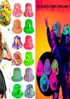 Farklı Desenlerde Plastik Neon UV Işık Parti Şapkası 1 Adet