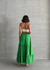 Fırfırlı brodeli astarlı uzun etek yeşil s255047