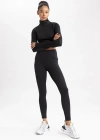 Fit Siyah Yüksek Bel Şekillendirici Beli Saran Esnek Sporcu Tayt Z0817az23au
