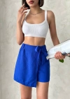 Fiyonklu şort etek saks s255021