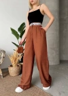 Flamlı kahve pantolon