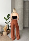 Flamlı kahve pantolon