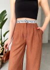 Flamlı kahve pantolon