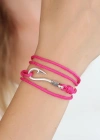 Fuşya Renk Gümüş Metal Kancalı Bayan Çoklu Bileklik