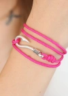 Fuşya Renk Gümüş Metal Kancalı Bayan Çoklu Bileklik