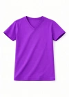 Genç Erkek Çocuk V Yaka Tişört Yazlık Model Günlük Basic Body - Mor