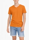 Genç Erkek Çocuk V Yaka Tişört Yazlık Model Günlük Basic Body - Turuncu