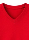 Genç Kız Çocuk V Yaka Tişört Yazlık Model Günlük Basic Body - Kırmızı