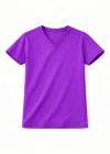 Genç Kız Çocuk V Yaka Tişört Yazlık Model Günlük Basic Body - Mor