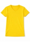 Genç Kız Çocuk V Yaka Tişört Yazlık Model Günlük Basic Body - Sarı