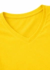 Genç Kız Çocuk V Yaka Tişört Yazlık Model Günlük Basic Body - Sarı