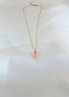 Gold Kaplama Pembe Sedefli Kelebek Kolye