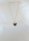 Gold Kaplama Siyah Renkli Sedefli Kelebek Kolye